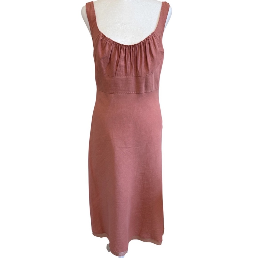 Elie Tahari Rose Pink Linen Blend Sleeveless Midi Dress E30H5626 Size 2